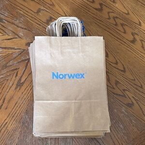 Norwex Eco-Friendly Tan Bags with Blue Logo